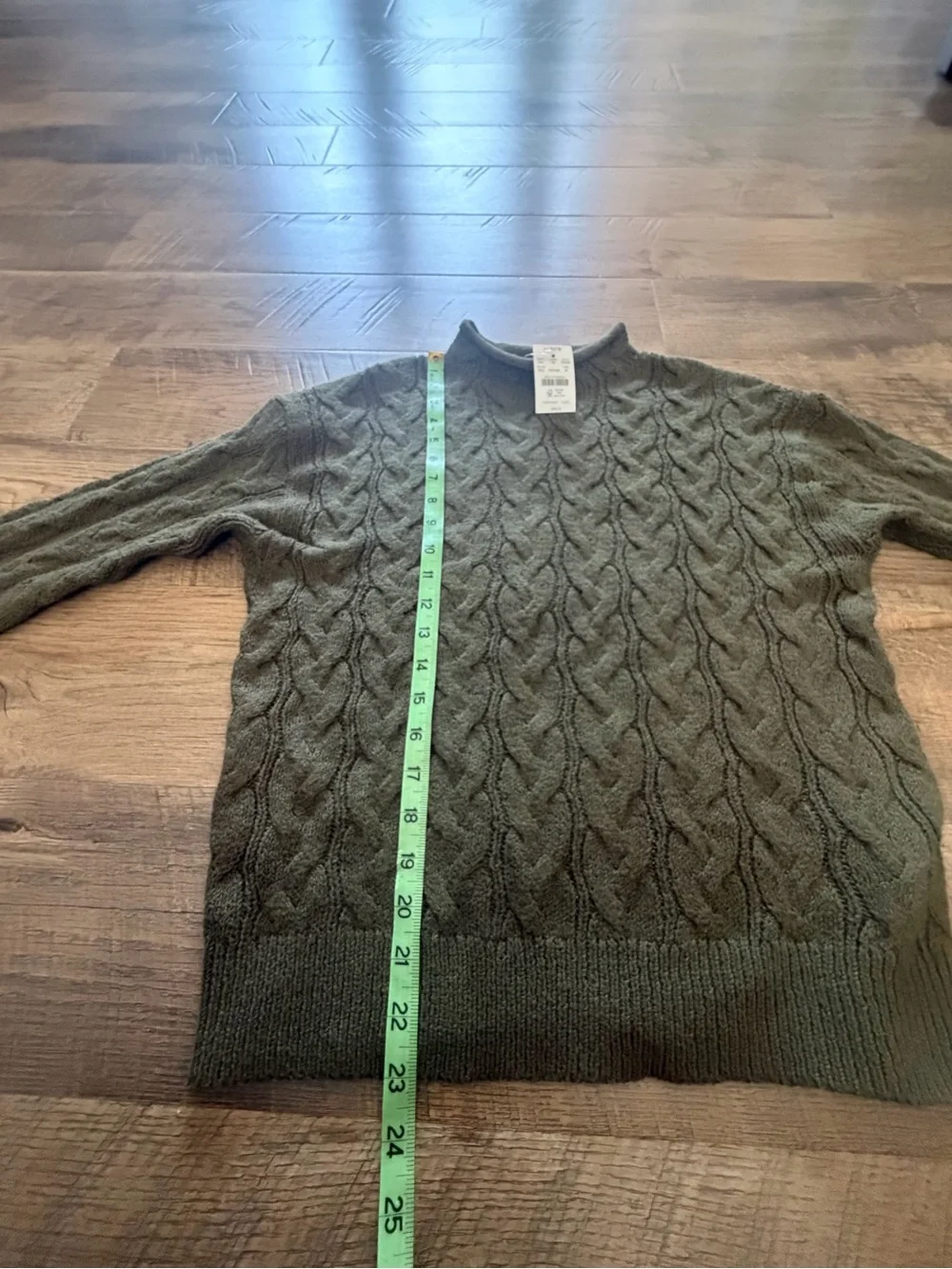 J.Crew Factory NWT Olive Fisherman Sweater Medium Cotton Blend Crewneck